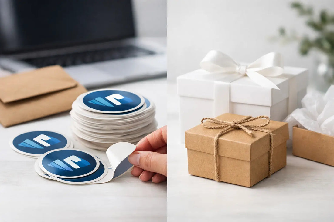 Logo-Sticker oder Geschenkbox: Was passt besser?