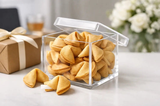 Acrylbox Glückskekse als Geschenk wählen - Wunschkeks.de Glückskekse mit Wunschtext ab 1 Stück