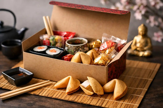 Asia Box Glückskekse als Geschenkidee - Wunschkeks.de Glückskekse mit Wunschtext ab 1 Stück