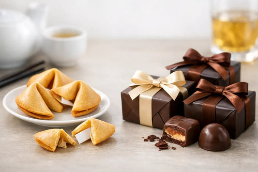 Glückskekse vs Schokoladen Gastgeschenk - Wunschkeks.de Glückskekse mit Wunschtext ab 1 Stück