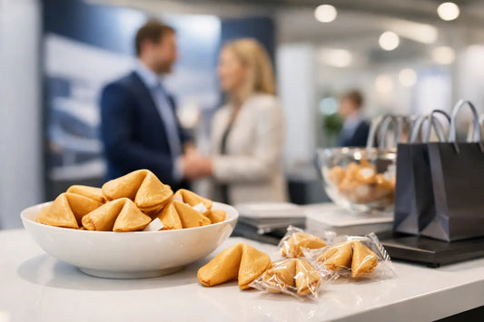 Planung von Glückskeks Giveaways für Messestand - Wunschkeks.de Glückskekse mit Wunschtext ab 1 Stück