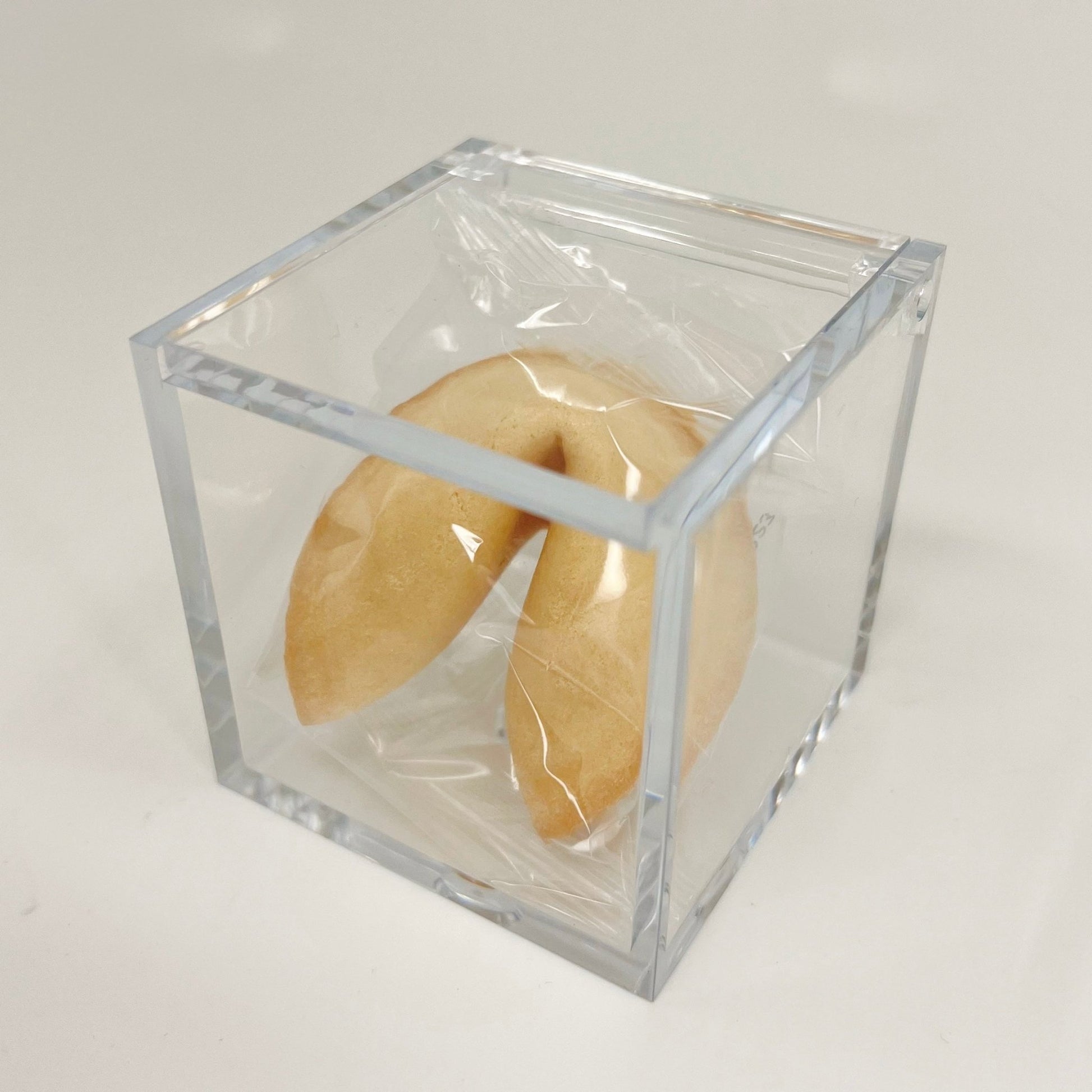 Acrylbox Würfel transparent - Wunschkeks.de Glückskekse mit Wunschtext ab 1 Stück