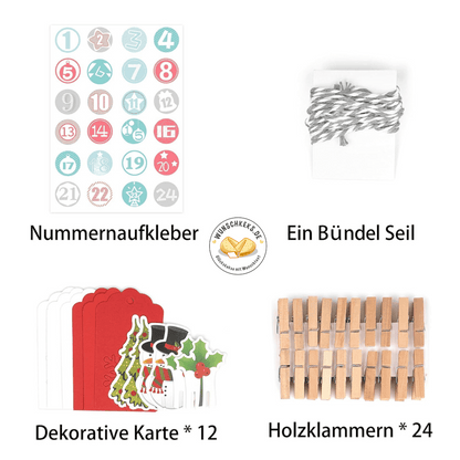 Adventskalender zum Befüllen 24 Tüten bunt mit Aufklebern - Wunschkeks.de Glückskekse mit Wunschtext ab 1 Stück