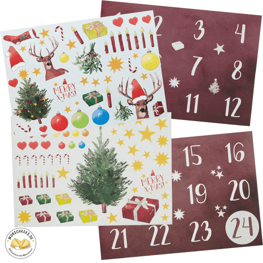 Adventskalender zum Befüllen : DIY Adventskalender mit Boxen & Stickern - Wunschkeks.de Glückskekse mit Wunschtext ab 1 Stück