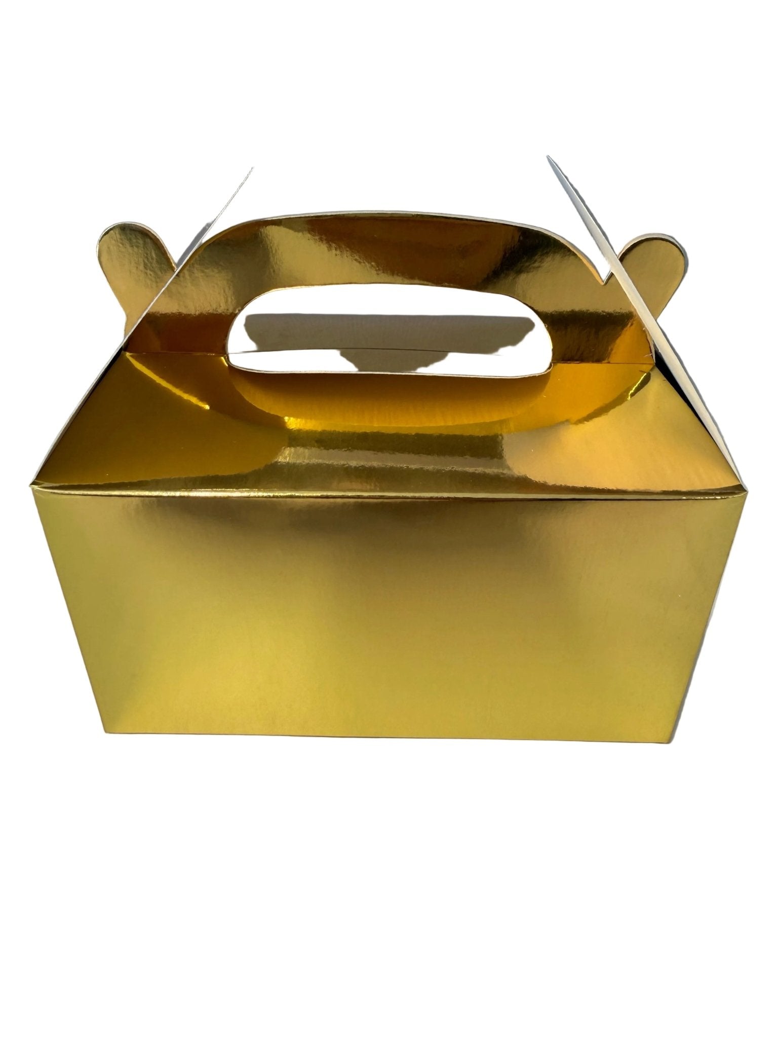Geschenkbox Gold mit Henkel 16x9,5x9,5cm - Wunschkeks.de Glückskekse mit Wunschtext ab 1 Stück