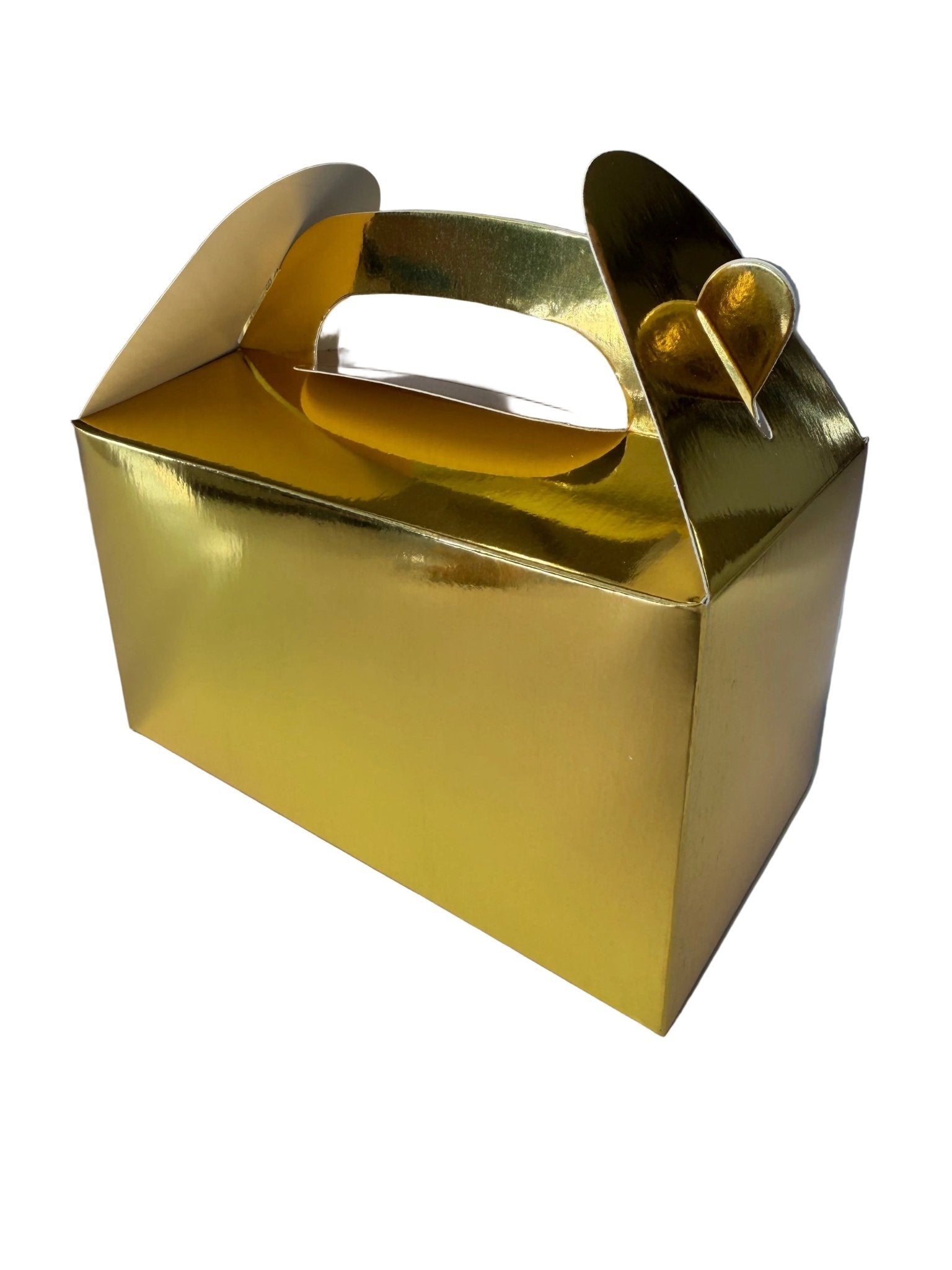 Geschenkbox Gold mit Henkel 16x9,5x9,5cm - Wunschkeks.de Glückskekse mit Wunschtext ab 1 Stück