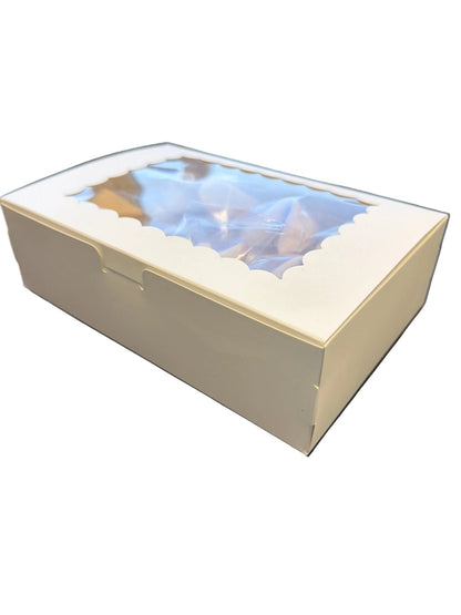 Geschenkbox mit Fenster groß weiß 23x15x6,5cm - Wunschkeks.de Glückskekse mit Wunschtext ab 1 Stück