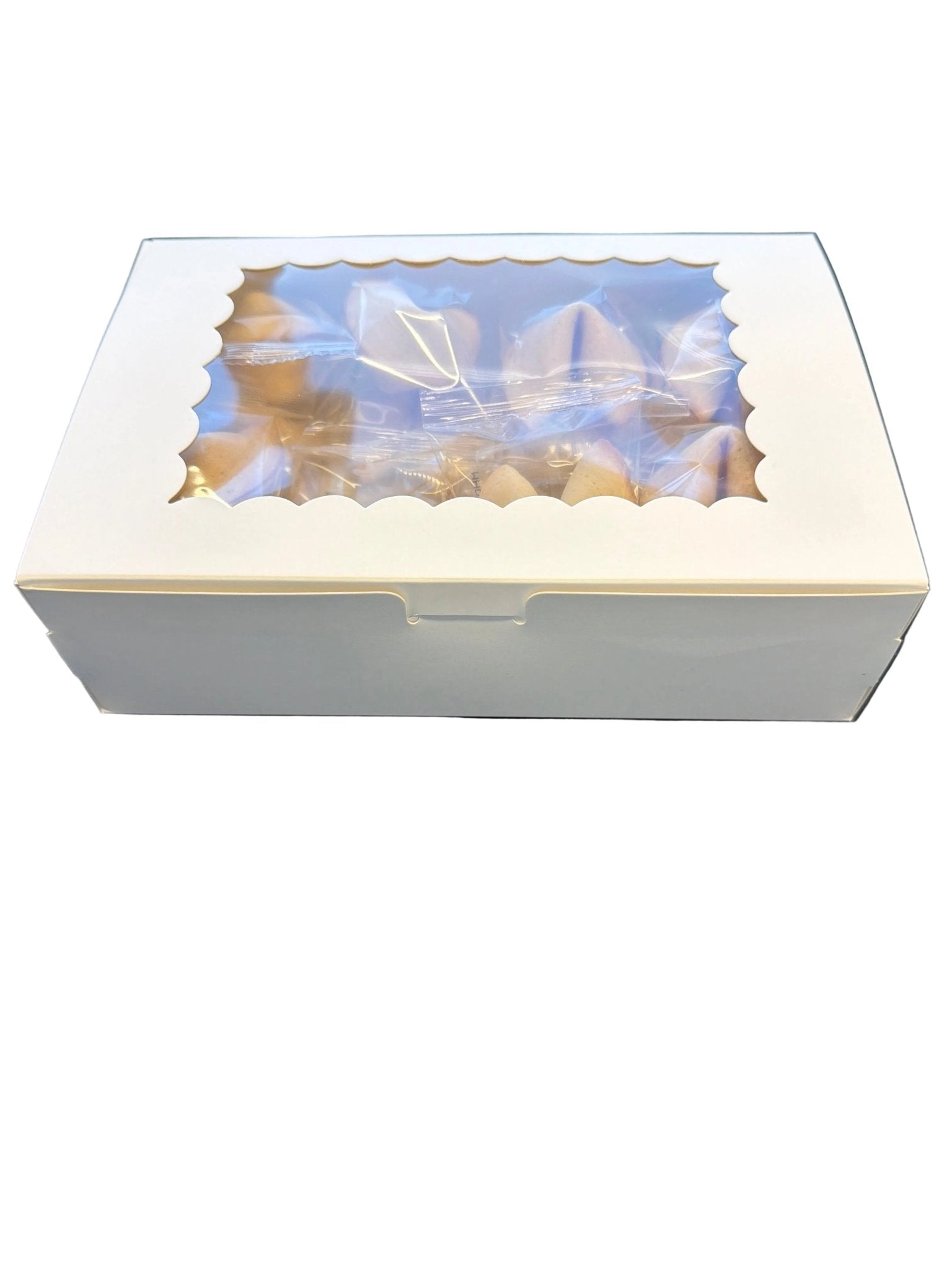 Geschenkbox mit Fenster groß weiß 23x15x6,5cm - Wunschkeks.de Glückskekse mit Wunschtext ab 1 Stück