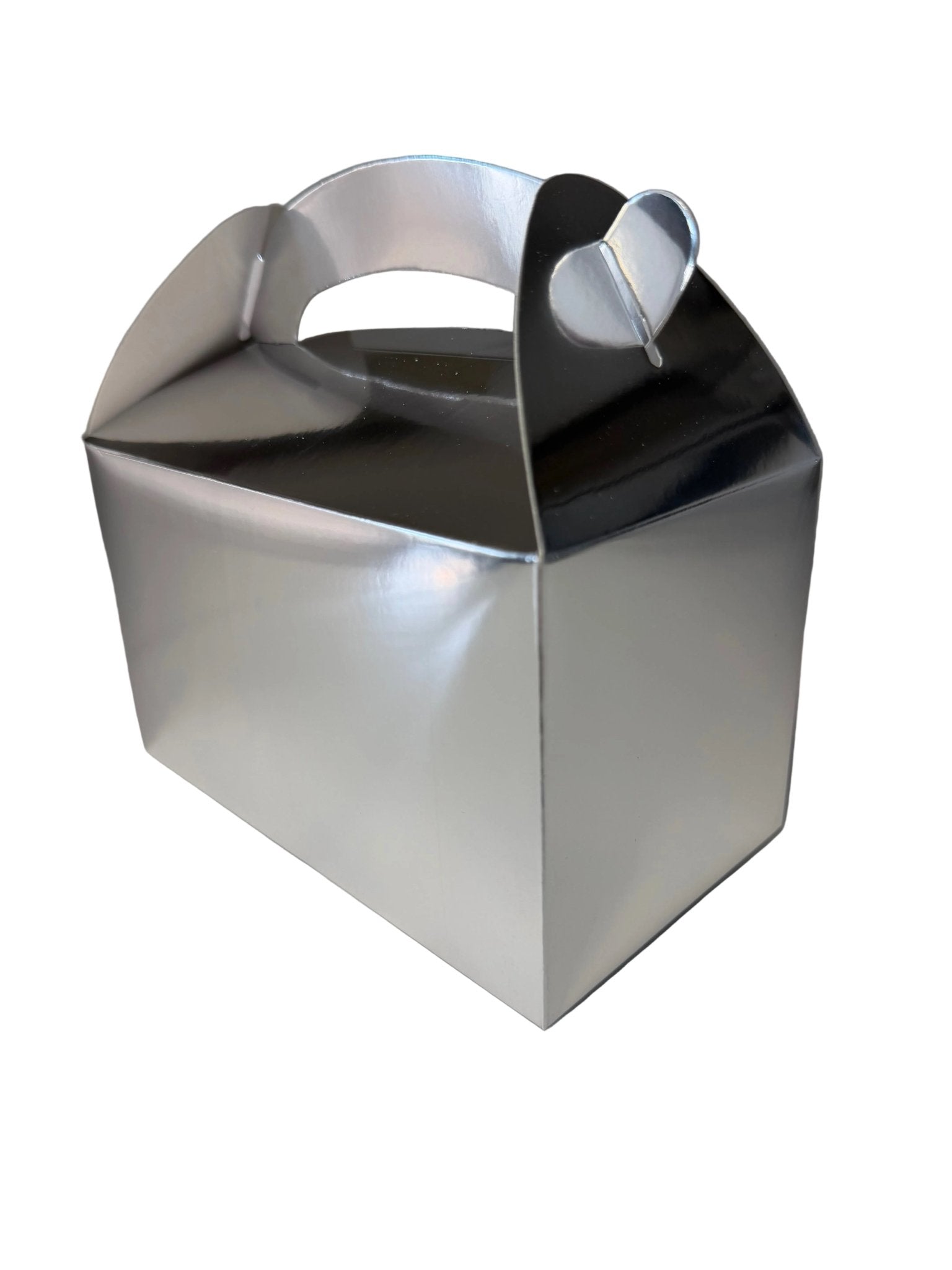 Geschenkbox Silber mit Henkel 16x9,5x9,5cm - Wunschkeks.de Glückskekse mit Wunschtext ab 1 Stück