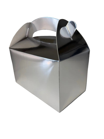 Geschenkbox Silber mit Henkel 16x9,5x9,5cm - Wunschkeks.de Glückskekse mit Wunschtext ab 1 Stück