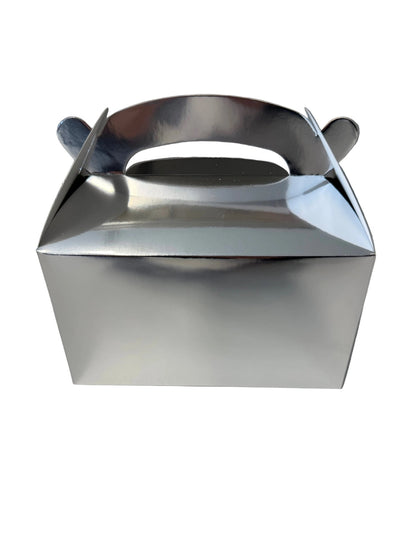 Geschenkbox Silber mit Henkel 16x9,5x9,5cm - Wunschkeks.de Glückskekse mit Wunschtext ab 1 Stück