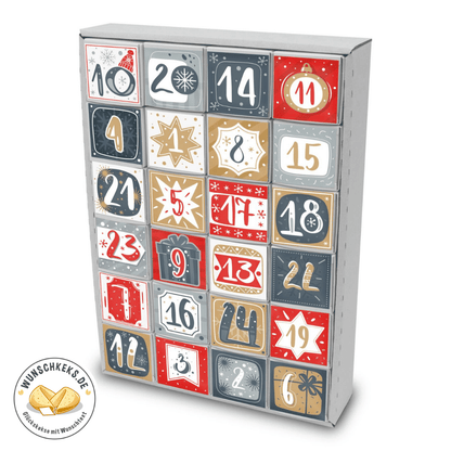 Glückskeks Adventskalender große bunte Zahlen zum Befüllen - Wunschkeks.de Glückskekse mit Wunschtext ab 1 Stück