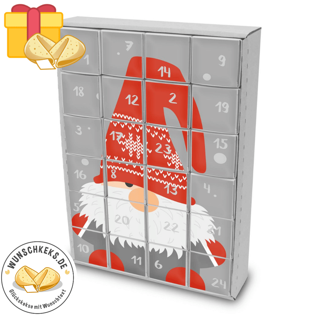 Glückskeks Adventskalender Weihnachtswichtel zum Befüllen - Wunschkeks.de Glückskekse mit Wunschtext ab 1 Stück