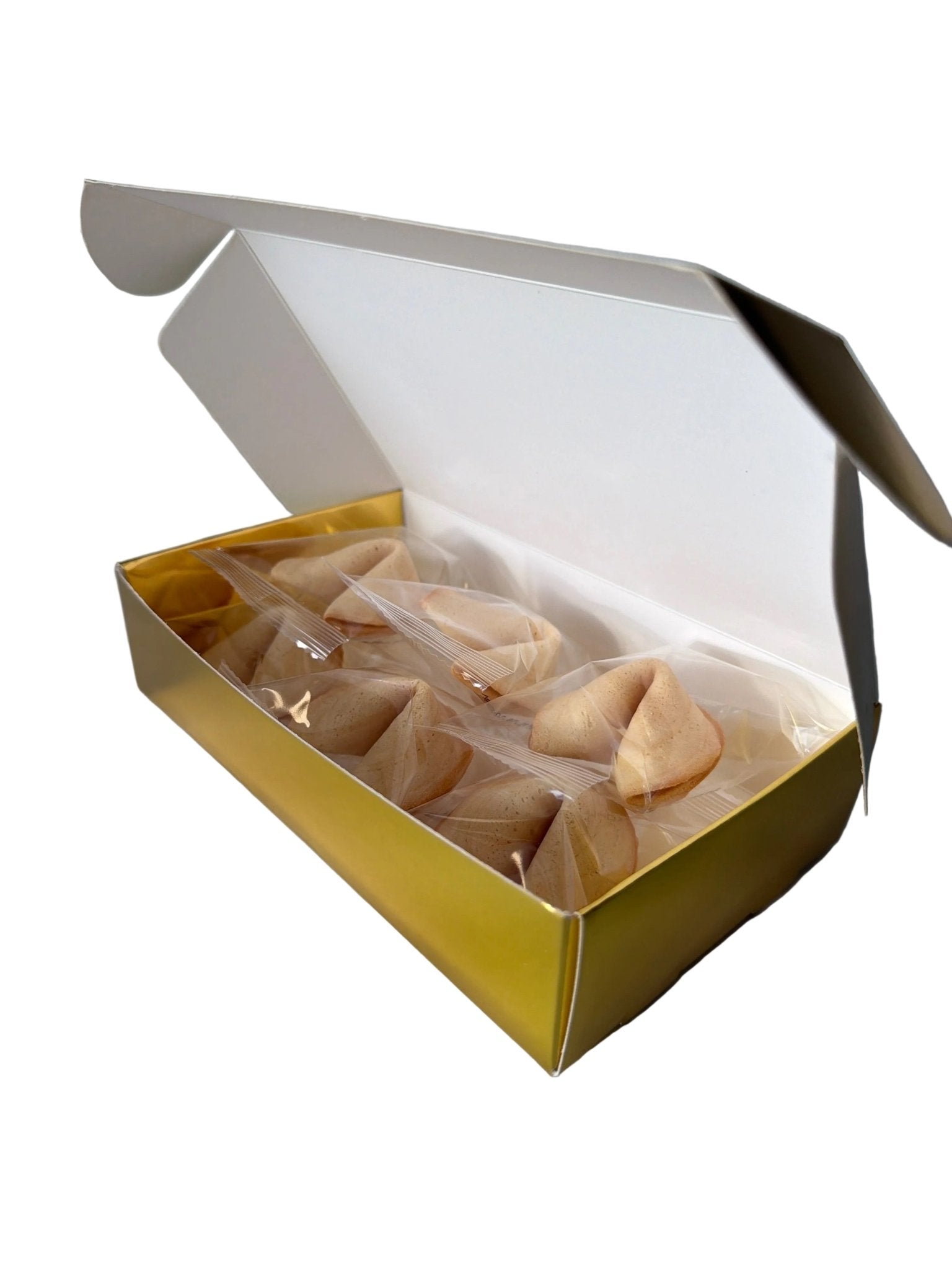 Gold Geschenkbox 19x11x4,5 cm - Wunschkeks.de Glückskekse mit Wunschtext ab 1 Stück
