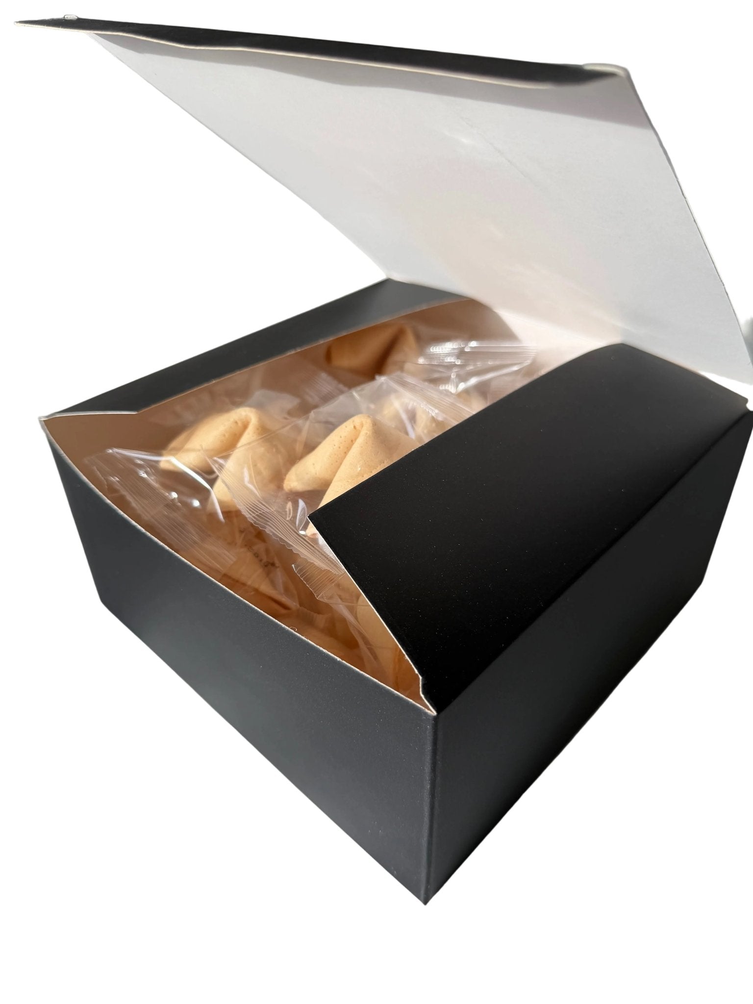 Große Schwarze Geschenkbox 20x20x10 cm - Wunschkeks.de Glückskekse mit Wunschtext ab 1 Stück