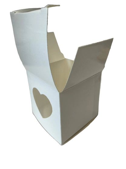 Herzfenster Box quadratisch weiß 5x5x5 cm - Wunschkeks.de Glückskekse mit Wunschtext ab 1 Stück